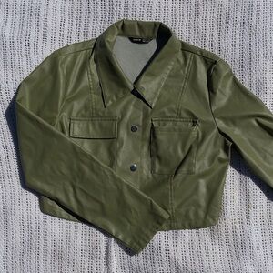 SHEIN Sage Green Faux Leather Jacket